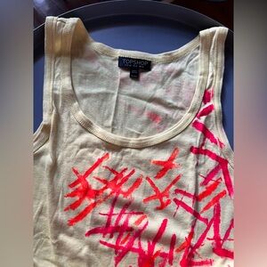 Topshop Bright Yellow Tank with Red Design